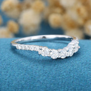 Half Eternity Moissanite | Diamond Curved Wedding Band Ring 