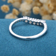 Half Eternity Moissanite | Diamond Curved Wedding Band Ring 