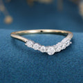 Round cut Moissanite | Diamond Curved Wedding Band Ring 