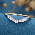 Round cut Moissanite | Diamond Curved Wedding Band Ring 