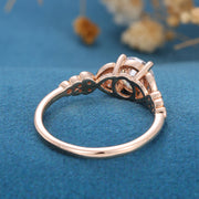 Round Moissanite  Art deco Engagement ring Bridal Set 
