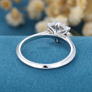 5mm Round cut Morganite Flower Halo Engagement ring 