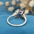 Oval Lab Corn flower sapphire Engagement ring 